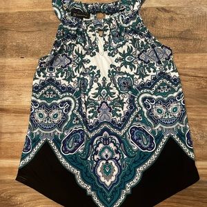 INC women’s tank top in bright blues and greens.